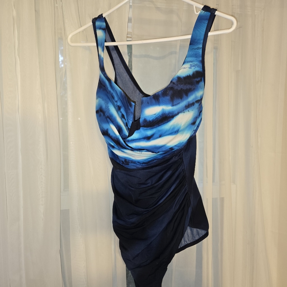 Miraclesuit Escape Swimsuit 20w In Blue Tie Dye Print